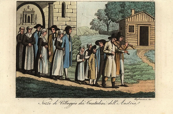 Peasant wedding in a village in Austria, 1822