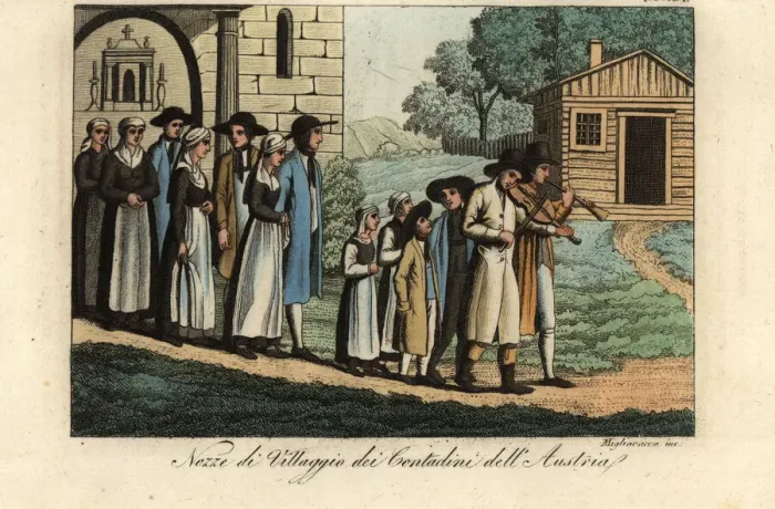 Framed Print : Peasant wedding in a village in Austria, 1822 Framed Print : Peasant wedding in a village in Austria, 1822