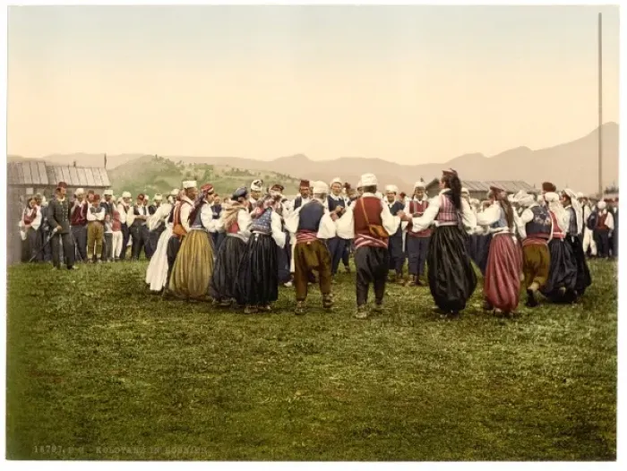 Framed Print : Peasants dancing, Bosnia, Austro-Hungary Framed Print : Peasants dancing, Bosnia, Austro-Hungary