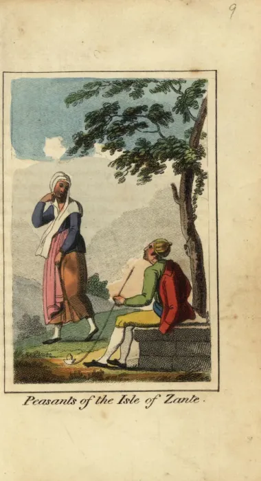 Framed Print : Peasants of the isle of Zakynthos in the Ionian Sea, 1818