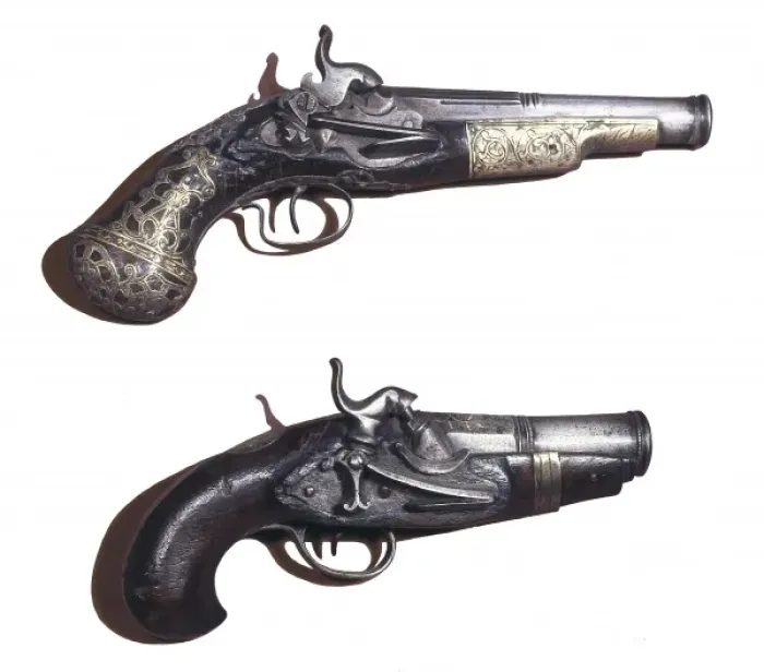 Framed Print : Pecussion cap gun (mid. 19th c. ). SPAIN. Ripoll Framed Print : Pecussion cap gun (mid. 19th c. ). SPAIN. Ripoll