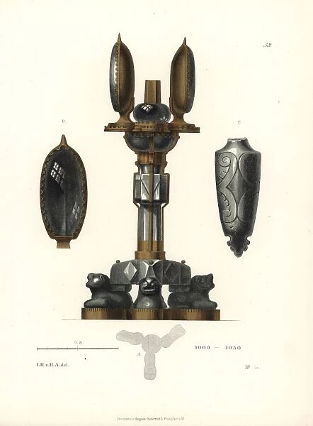 Pedestal.. Chromolithograph from Jakob Heinrich von Hefner-Altenecks Costumes, Artworks