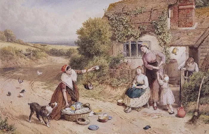 Framed Print : A Pedlar. Foster, Myles Birket 1825 - 1899 Framed Print : A Pedlar. Foster, Myles Birket 1825 - 1899