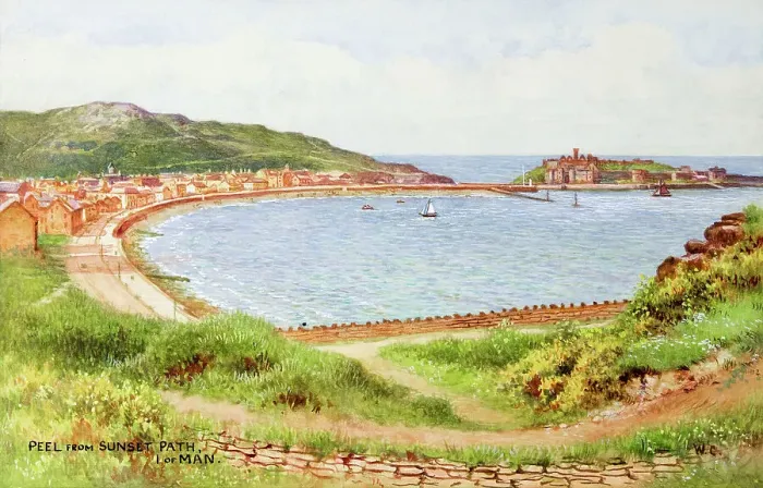 Framed Print : Peel, Isle of Man, viewed from Sunset Path Framed Print : Peel, Isle of Man, viewed from Sunset Path