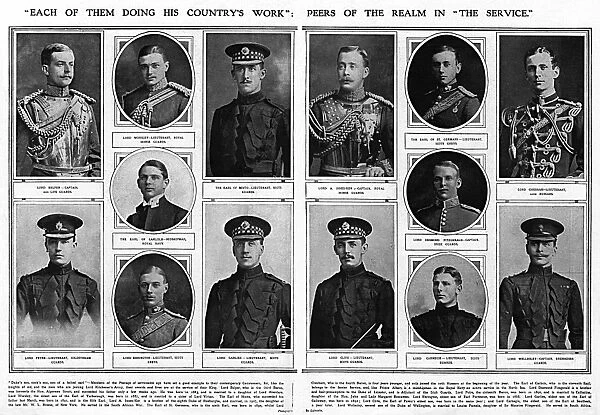 Peers of the Realm who had joined up, WW1