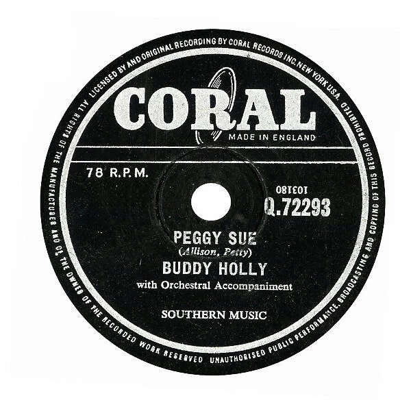 Peggy Sue, by Buddy Holly, 78prm record label