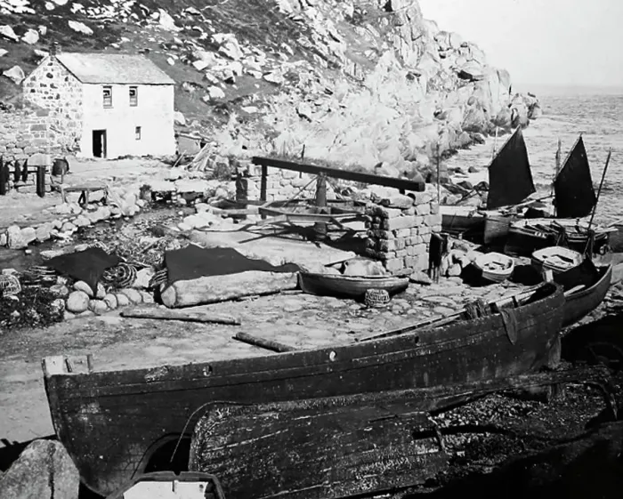 Framed Print : Pemberth Cove, Cornwall, Victorian period Framed Print : Pemberth Cove, Cornwall, Victorian period