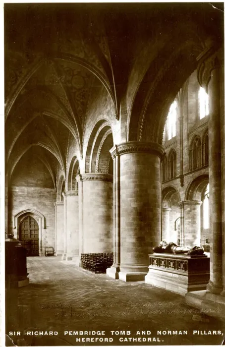 Framed Print : Pembridge Tomb and Norman Pillars, Hereford Cathedral Framed Print : Pembridge Tomb and Norman Pillars, Hereford Cathedral