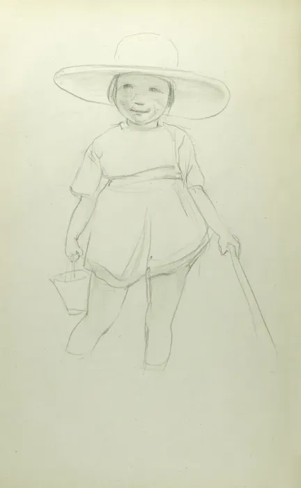 Framed Print : Pencil sketch of girl paddling Framed Print : Pencil sketch of girl paddling