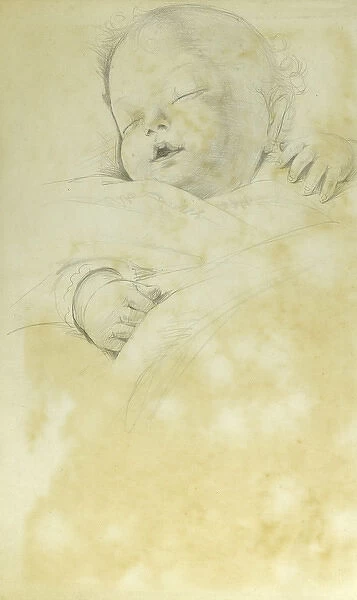 Pencil sketch of sleeping baby