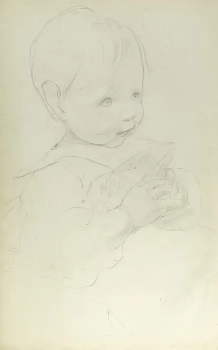 Framed Print : Pencil sketch of toddler Framed Print : Pencil sketch of toddler