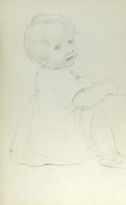 Framed Print : Pencil sketch of toddler Framed Print : Pencil sketch of toddler