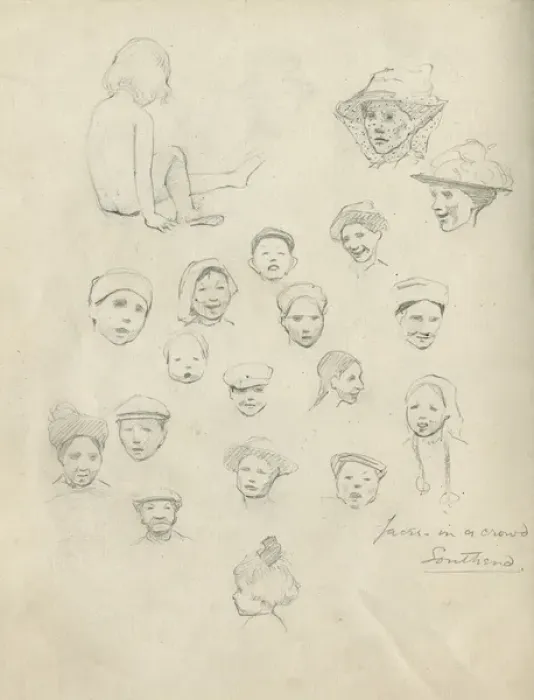 Framed Print : Pencil sketches of adults and children Framed Print : Pencil sketches of adults and children