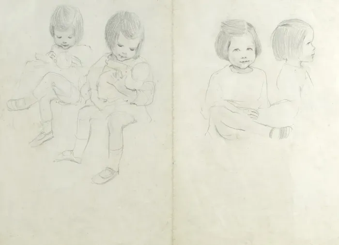 Framed Print : Pencil sketches of children Framed Print : Pencil sketches of children