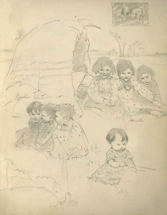 Framed Print : Pencil sketches of children Framed Print : Pencil sketches of children
