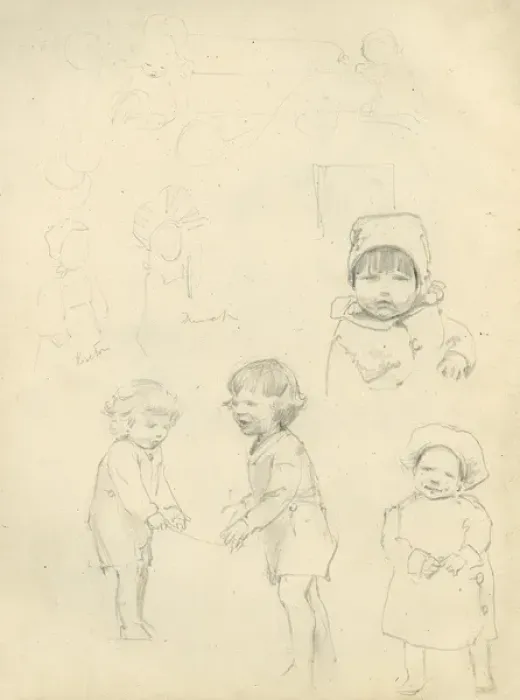 Framed Print : Pencil sketches of children Framed Print : Pencil sketches of children