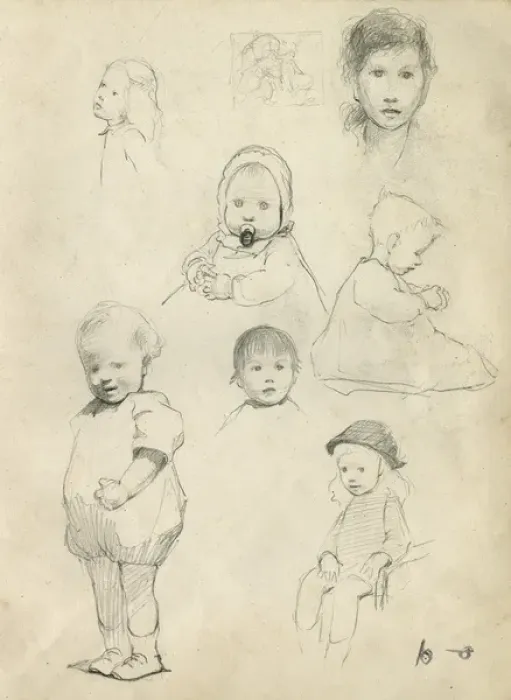 Framed Print : Pencil sketches of children Framed Print : Pencil sketches of children