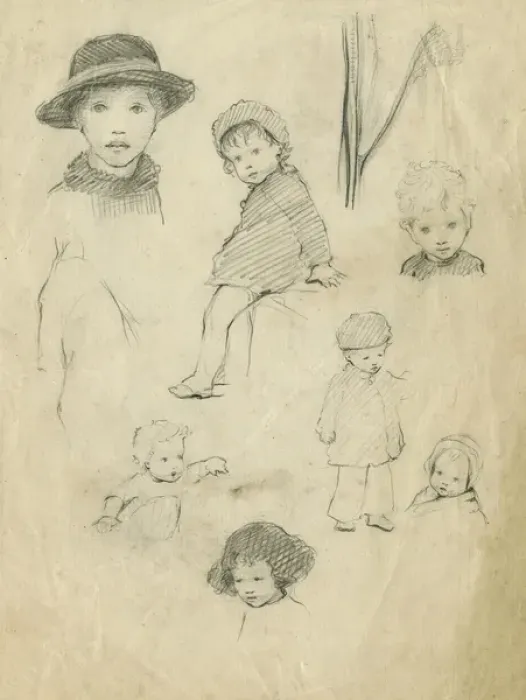 Framed Print : Pencil sketches of children Framed Print : Pencil sketches of children