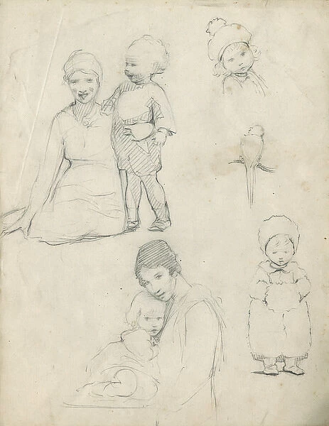 Pencil sketches of mothers and children