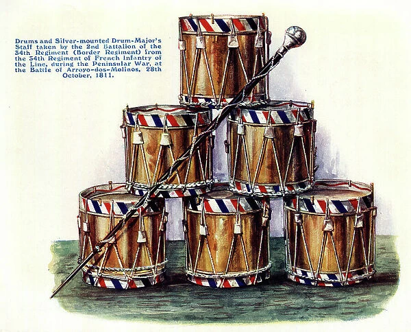 Peninsular War, six French drums, spoils of war