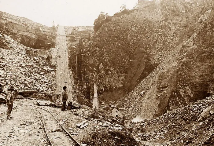 Framed Print : Penrhyn Slate Quarry near Bethesda Victorian period Framed Print : Penrhyn Slate Quarry near Bethesda Victorian period