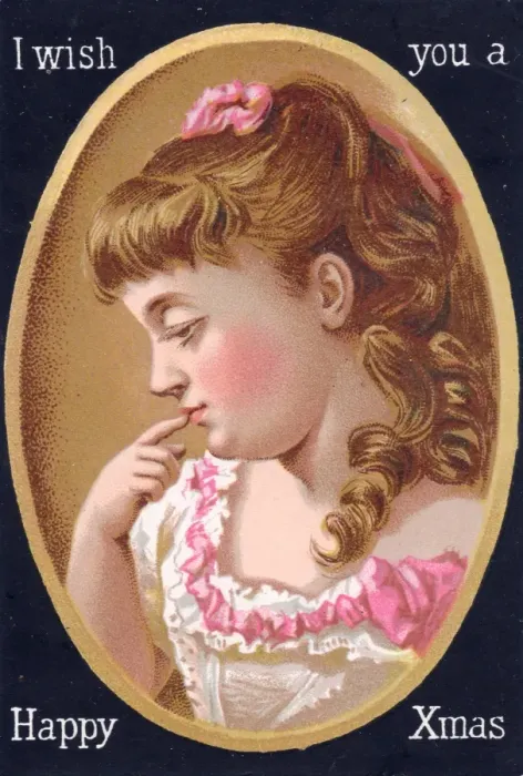 Framed Print : Pensive girl on a Christmas card Framed Print : Pensive girl on a Christmas card