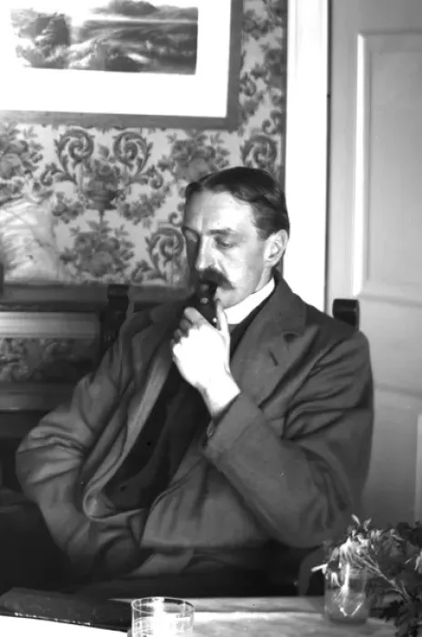Framed Print : Pensive man smoking a pipe Framed Print : Pensive man smoking a pipe