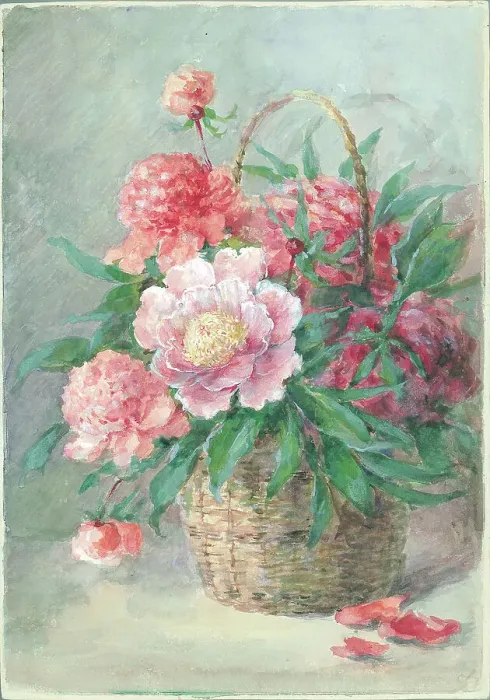 Framed Print : Peonies Flowers in basket Flower arrangement Framed Print : Peonies Flowers in basket Flower arrangement