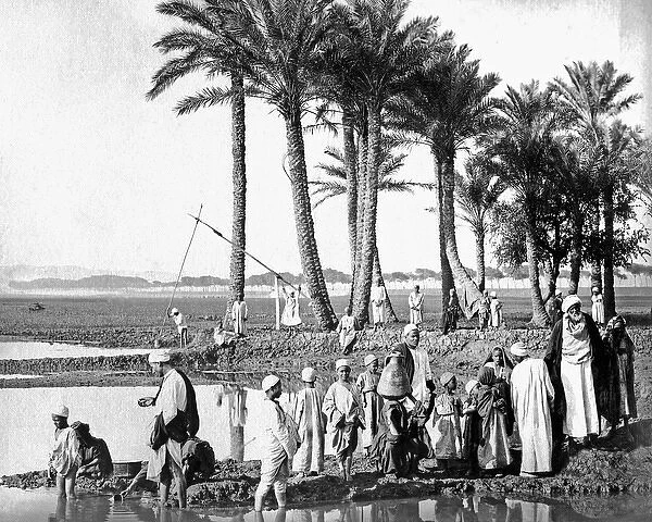People on the banks of the River Nile, Egypt