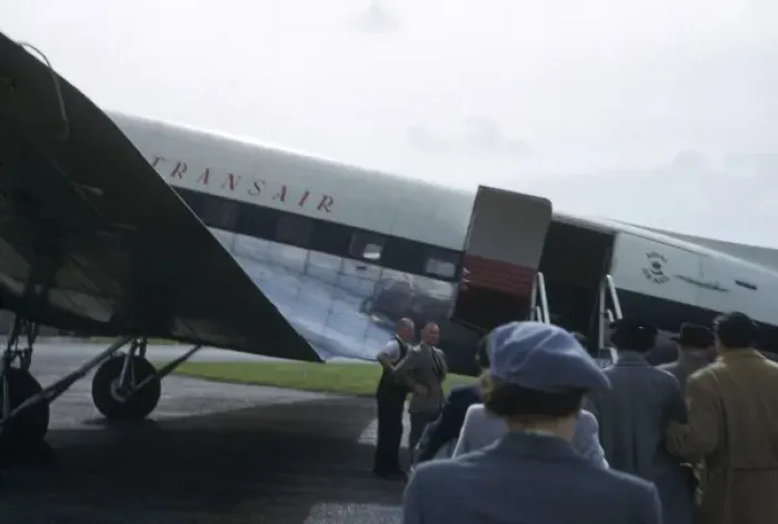 Framed Print : People boarding a Transair aeroplane, Vienna Framed Print : People boarding a Transair aeroplane, Vienna