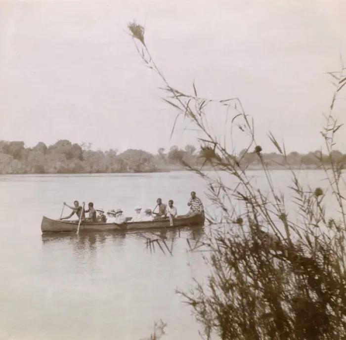 Framed Print : People on a boating trip, Zambezi River, Africa Framed Print : People on a boating trip, Zambezi River, Africa