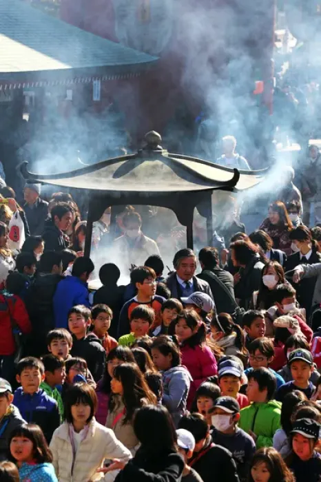 Framed Print : People burning incense at Senso Ji Temple in Asakusa, Tokyo Framed Print : People burning incense at Senso Ji Temple in Asakusa, Tokyo