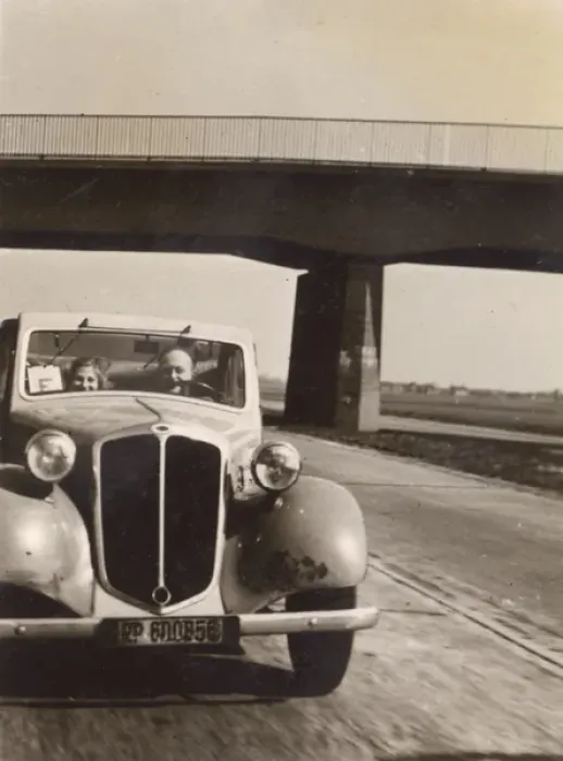Framed Print : Two people in a car on the Autobahn, Germany Framed Print : Two people in a car on the Autobahn, Germany