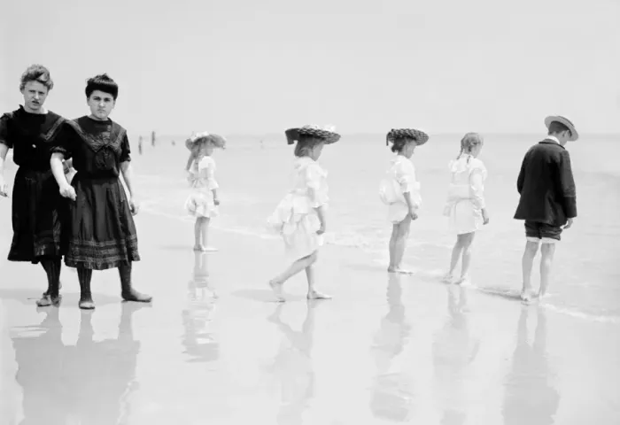 Framed Print : People and children on the beach at Coney Island, New York Framed Print : People and children on the beach at Coney Island, New York