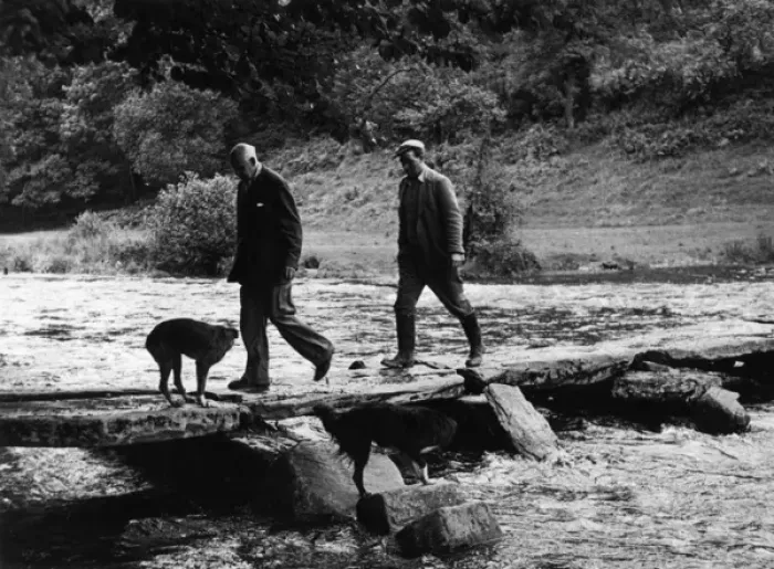 Framed Print : People crossing Tarr Steps, Exmoor, Somerset Framed Print : People crossing Tarr Steps, Exmoor, Somerset