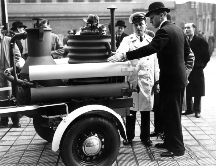 Framed Print : People at a display of fire appliances, LFB HQ Framed Print : People at a display of fire appliances, LFB HQ