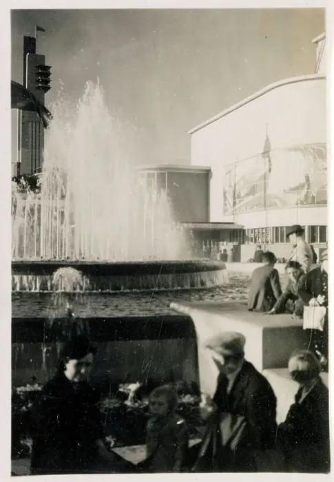 Framed Print : People and fountain, Empire Exhibition, Glasgow, Scotland Date: 1938