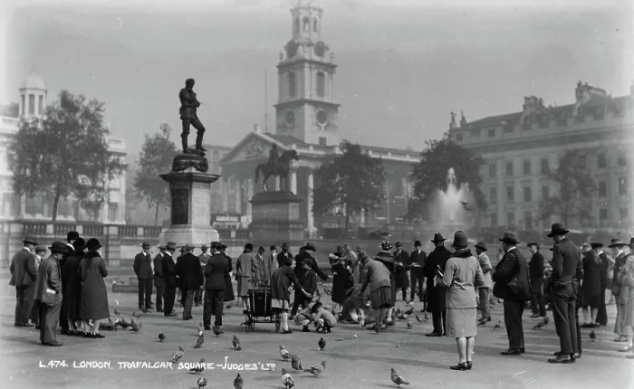 Framed Print : People Gathering at Trafalgar Square Framed Print : People Gathering at Trafalgar Square