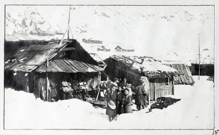 Framed Print : People and huts in the snow, Gnatong, Sikkim, India, from a fascinating album which reveals new details on a little-known campaign in which a British military force brushed aside Tibetan defences to capture Lhasa, in 1904 Framed Print : People and huts in the snow, Gnatong, Sikkim, India, from a fascinating album which reveals new details on a little-known campaign in which a British military force brushed aside Tibetan defences to capture Lhasa, in 1904