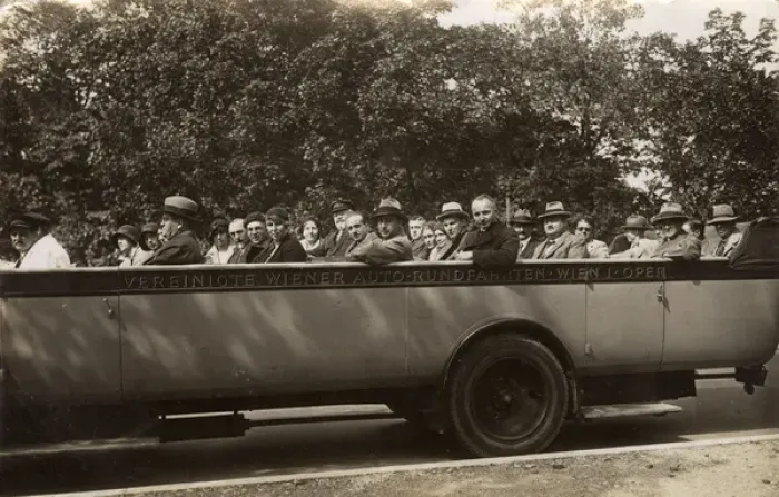 Framed Print : People in a large charabanc, Vienna, Austria Framed Print : People in a large charabanc, Vienna, Austria