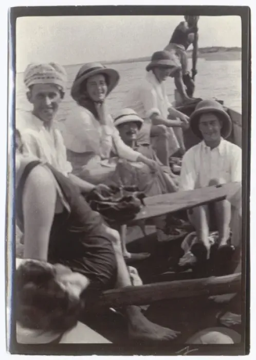 Framed Print : People on an outing in a punt, Middle East Framed Print : People on an outing in a punt, Middle East