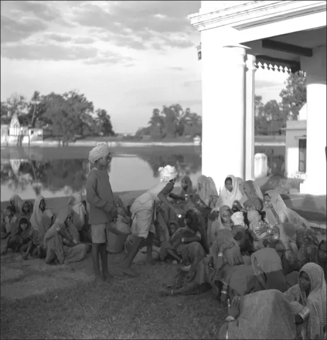 Framed Print : People outside colonial building, Mandu, Central India Framed Print : People outside colonial building, Mandu, Central India