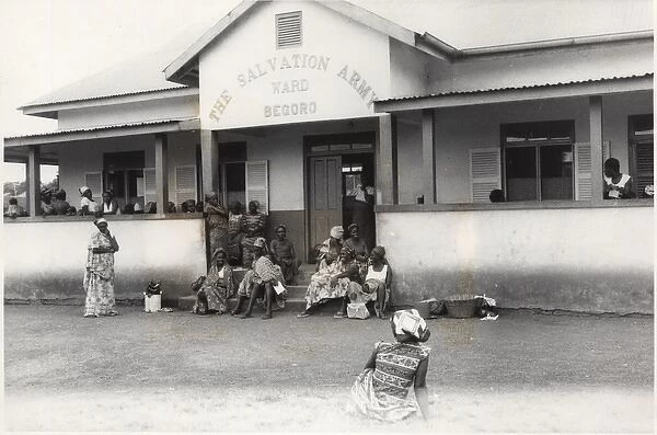People outside Salvation Army medical building, Ghana