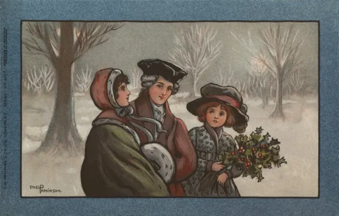 Framed Print : Three people in a snowy landscape Framed Print : Three people in a snowy landscape