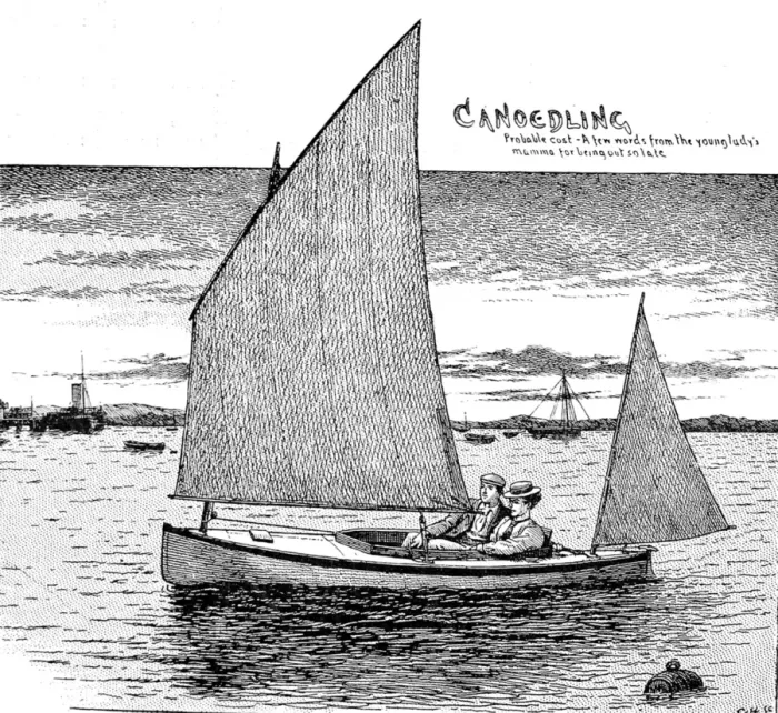 Framed Print : Two people using a Sailing Kayak, Britain, 1898 Framed Print : Two people using a Sailing Kayak, Britain, 1898