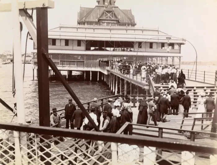 Framed Print : People walking on the Pier Framed Print : People walking on the Pier