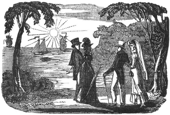Framed Print : People watching a sunset, c. 1800 Framed Print : People watching a sunset, c. 1800