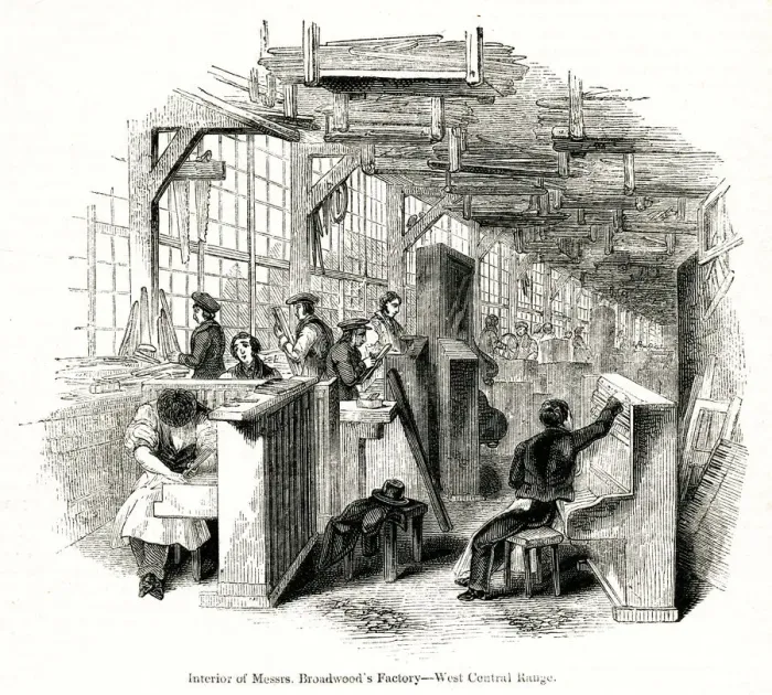 Framed Print : People at work, Broadwood piano factory, London 1842