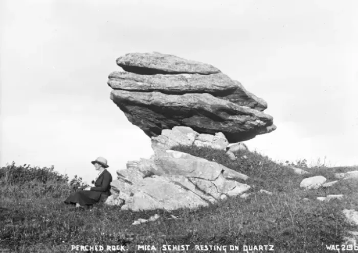 Framed Print : Perched Rock, Mica Schist Resting on Quartz Framed Print : Perched Rock, Mica Schist Resting on Quartz