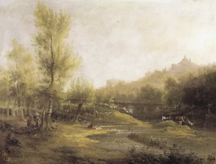 Framed Print : PEREZ VILLaMIL, Jenaro (1807-1854). The Laundresses Framed Print : PEREZ VILLaMIL, Jenaro (1807-1854). The Laundresses